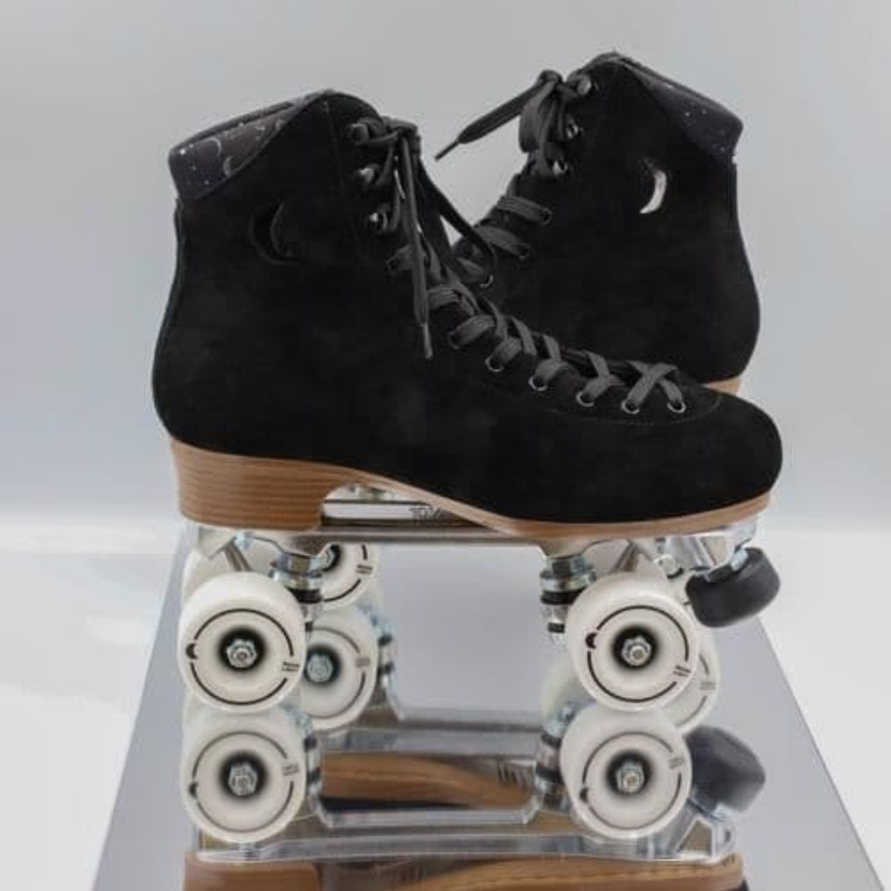 Moonlight Moon Boots Black Suede Witchy Roller Skates